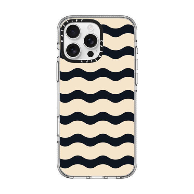 The House That Lars Built x CASETiFY iPhone 16 Pro Max ケース クリア クリア ケース MagSafe対応 Black And White Wavy Stripe