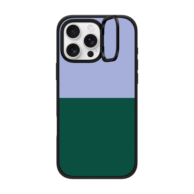 The House That Lars Built x CASETiFY iPhone 16 Pro Max ケース マットブラック インパクトリングスタンドケース MagSafe対応 Periwinkle And Green Color Block