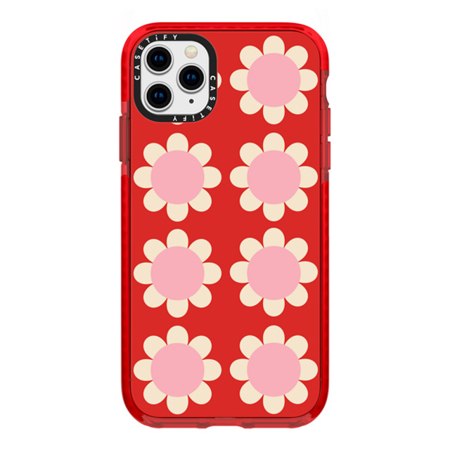 The House That Lars Built x CASETiFY iPhone 11 Pro Max ケース レッド インパクトケース Retro Floral Red and Pink