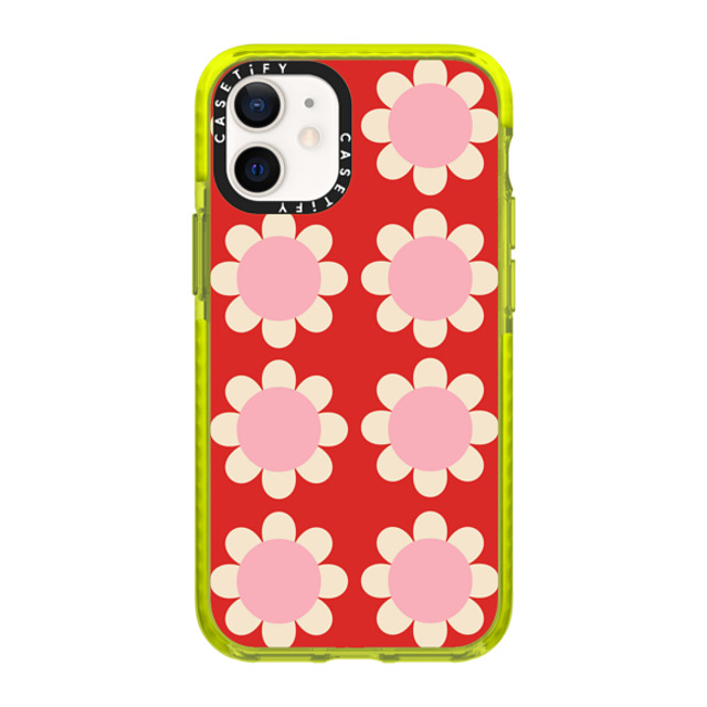 The House That Lars Built x CASETiFY iPhone 12 mini Case ネオン イエロー Impact Case Retro Floral Red and Pink The House That Lars Built x CASETiFY iPhone 12 mini Case ネオン イエロー Impact Case Retro Floral Red and Pink