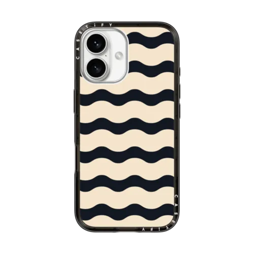 iPhone 16 - Black And White Wavy Stripe