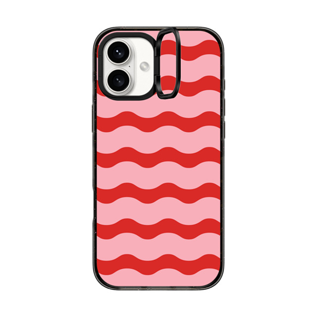 The House That Lars Built x CASETiFY iPhone 16 Plus Case Black インパクトリングスタンドケース MagSafe対応 Red And Pink Wavy Stripe The House That Lars Built x CASETiFY iPhone 16 Plus Case Black インパクトリングスタンドケース MagSafe対応 Red And Pink Wavy Stripe