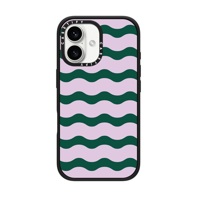 The House That Lars Built x CASETiFY iPhone 16 ケース Pattern,Abstract マットブラック インパクトケース MagSafe対応 Lilac And Green Wavy Stripe Father's Day The House That Lars Built x CASETiFY iPhone 16 ケース Pattern,Abstract マットブラック インパクトケース MagSafe対応 Lilac And Green Wavy Stripe Father's Day