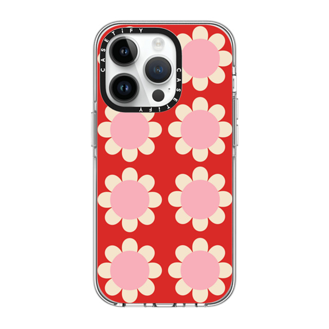 The House That Lars Built x CASETiFY iPhone 14 Pro Case Clear Clear Case MagSafe Compatible Retro Floral Red and Pink The House That Lars Built x CASETiFY iPhone 14 Pro Case Clear Clear Case MagSafe Compatible Retro Floral Red and Pink