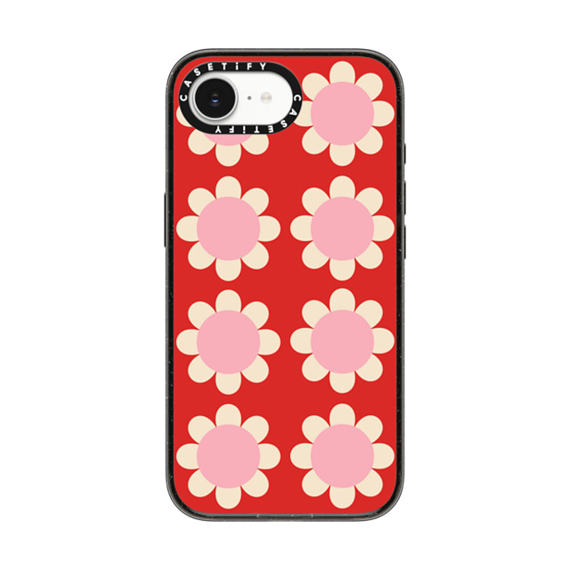 The House That Lars Built x CASETiFY iPhone 16e ケース Floral,Pattern ブラック インパクトケース MagSafe対応 Retro Floral Red and Pink Back to School The House That Lars Built x CASETiFY iPhone 16e ケース Floral,Pattern ブラック インパクトケース MagSafe対応 Retro Floral Red and Pink Back to School