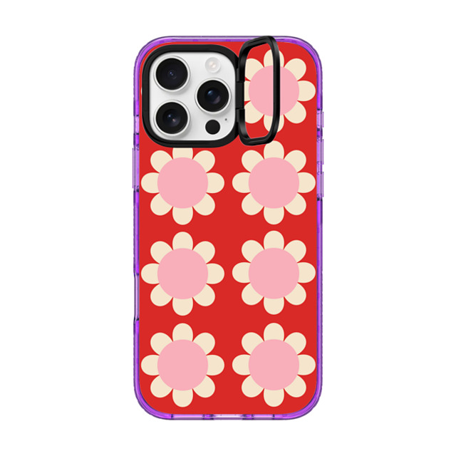 The House That Lars Built x CASETiFY iPhone 16 Pro Max Case パープル インパクトリングスタンドケース MagSafe対応 Retro Floral Red and Pink The House That Lars Built x CASETiFY iPhone 16 Pro Max Case パープル インパクトリングスタンドケース MagSafe対応 Retro Floral Red and Pink