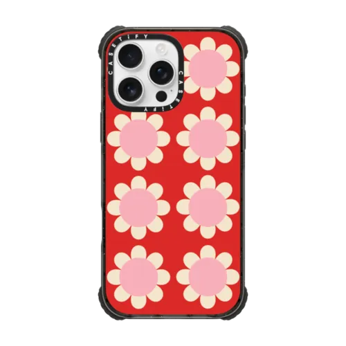 iPhone 16 Pro Max - Retro Floral Red and Pink