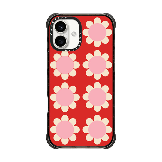 The House That Lars Built x CASETiFY iPhone 16 Plus Case Black ウルトラ インパクトケース MagSafe 対応 Retro Floral Red and Pink The House That Lars Built x CASETiFY iPhone 16 Plus Case Black ウルトラ インパクトケース MagSafe 対応 Retro Floral Red and Pink