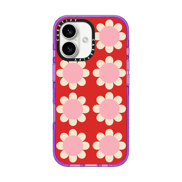 The House That Lars Built x CASETiFY iPhone 16 Case パープル Impact Case MagSafe Compatible Retro Floral Red and Pink The House That Lars Built x CASETiFY iPhone 16 Case パープル Impact Case MagSafe Compatible Retro Floral Red and Pink