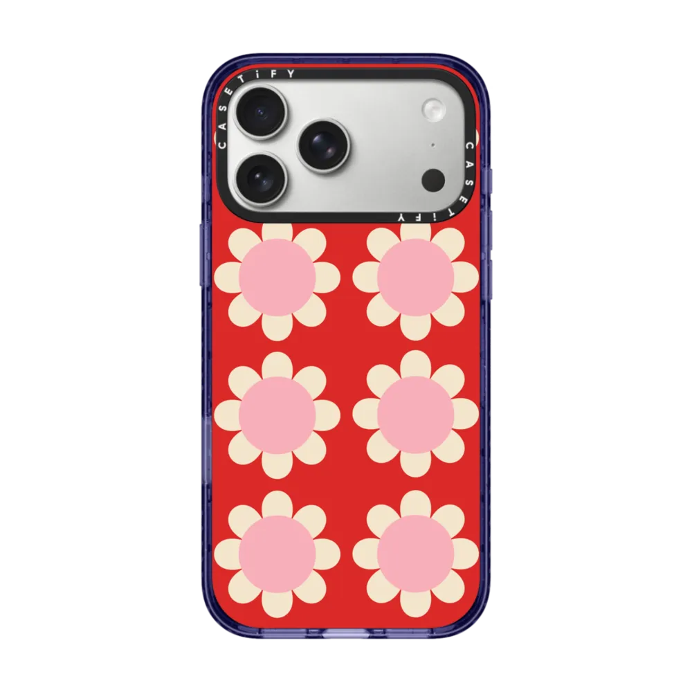 Impact iPhone 17 Pro Max Case MagSafe Compatible - Retro Floral Red and Pink