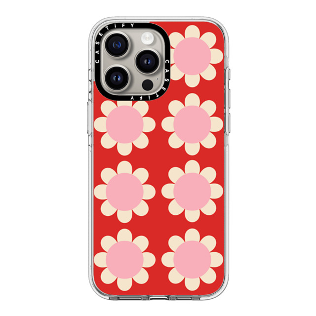 The House That Lars Built x CASETiFY iPhone 15 Pro Max ケース クリア クリア ケース MagSafe対応 Retro Floral Red and Pink