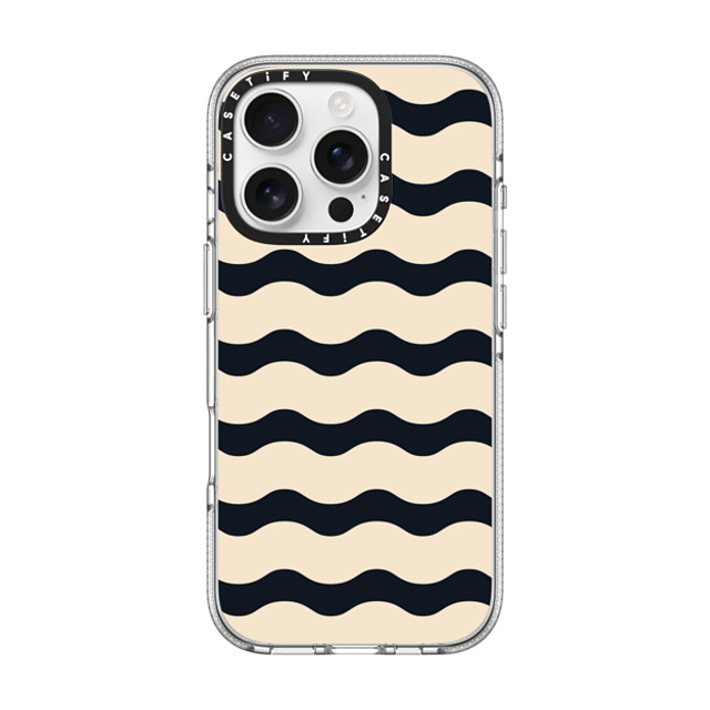 The House That Lars Built x CASETiFY iPhone 16 Pro ケース クリア クリア ケース MagSafe対応 Black And White Wavy Stripe