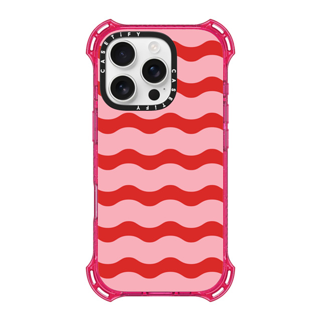 The House That Lars Built x CASETiFY iPhone 16 Pro Case プリムローズ ピンク バウンスケース Red And Pink Wavy Stripe The House That Lars Built x CASETiFY iPhone 16 Pro Case プリムローズ ピンク バウンスケース Red And Pink Wavy Stripe