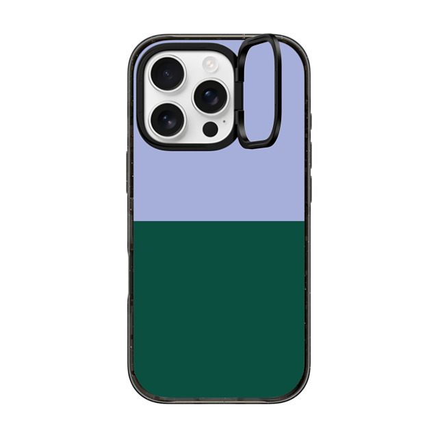 The House That Lars Built x CASETiFY iPhone 16 Pro ケース ブラック インパクトリングスタンドケース MagSafe対応 Periwinkle And Green Color Block