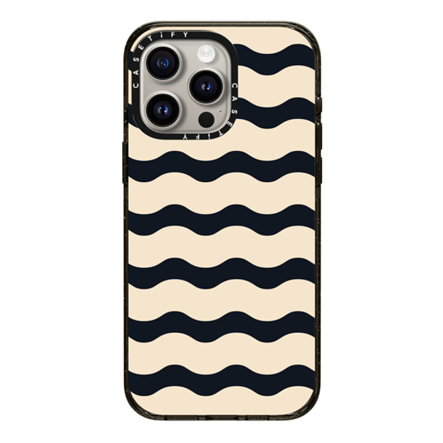 The House That Lars Built x CASETiFY iPhone 15 Pro Max ケース ブラック インパクトケース MagSafe対応 Black And White Wavy Stripe