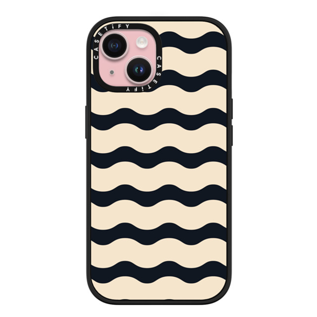 The House That Lars Built x CASETiFY iPhone 15 ケース マットブラック インパクトケース MagSafe対応 Black And White Wavy Stripe