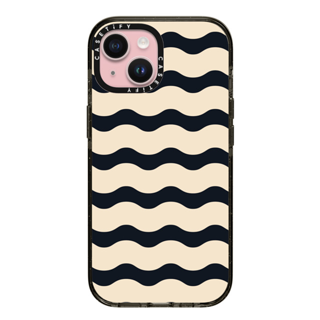 The House That Lars Built x CASETiFY iPhone 15 ケース ブラック インパクトケース Black And White Wavy Stripe