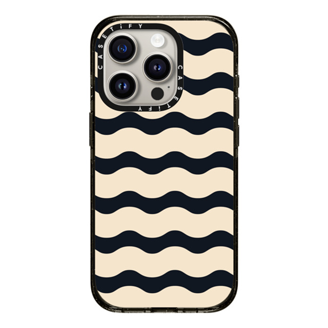 The House That Lars Built x CASETiFY iPhone 15 Pro ケース ブラック インパクトケース Black And White Wavy Stripe