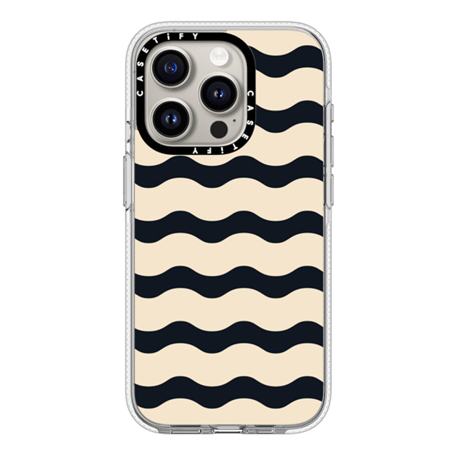 The House That Lars Built x CASETiFY iPhone 15 Pro ケース クリア クリア ケース MagSafe対応 Black And White Wavy Stripe