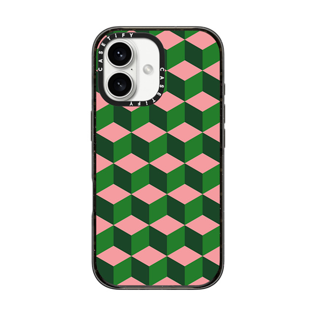 The House That Lars Built x CASETiFY iPhone 16 ケース Checkered,Pattern ブラック インパクトケース MagSafe対応 Tumbling Block Green Back to School The House That Lars Built x CASETiFY iPhone 16 ケース Checkered,Pattern ブラック インパクトケース MagSafe対応 Tumbling Block Green Back to School