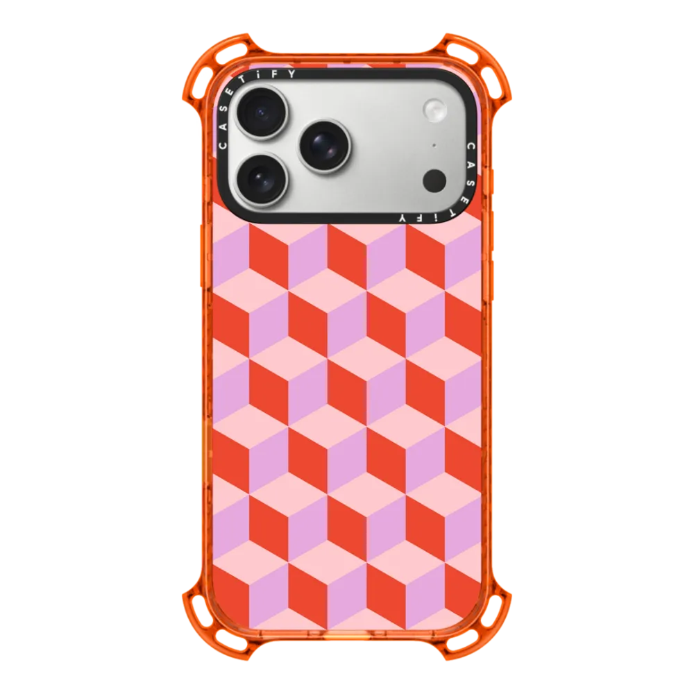 Bounce iPhone 17 Pro Max Case MagSafe Compatible - Tumbling Block Red and Pink