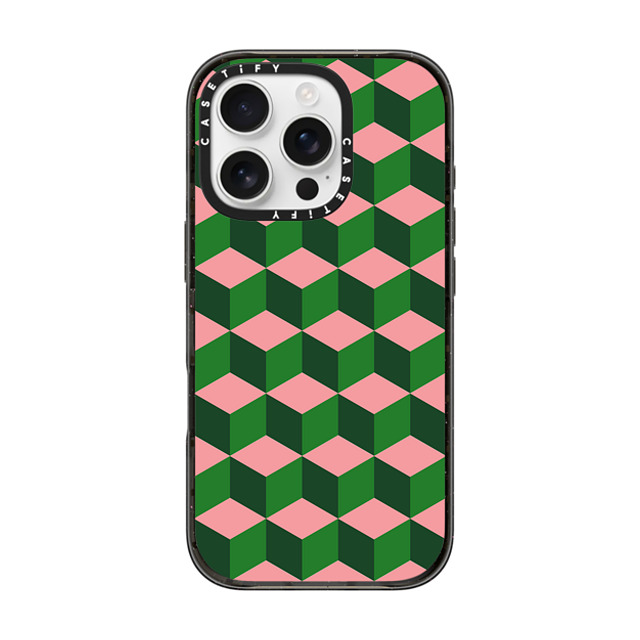The House That Lars Built x CASETiFY iPhone 16 Pro ケース Checkered,Pattern ブラック インパクトケース MagSafe対応 Tumbling Block Green Back to School The House That Lars Built x CASETiFY iPhone 16 Pro ケース Checkered,Pattern ブラック インパクトケース MagSafe対応 Tumbling Block Green Back to School