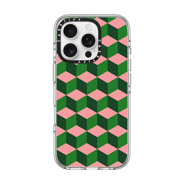 The House That Lars Built x CASETiFY iPhone 16 Pro ケース Checkered,Pattern クリア クリア ケース MagSafe対応 Tumbling Block Green Back to School The House That Lars Built x CASETiFY iPhone 16 Pro ケース Checkered,Pattern クリア クリア ケース MagSafe対応 Tumbling Block Green Back to School