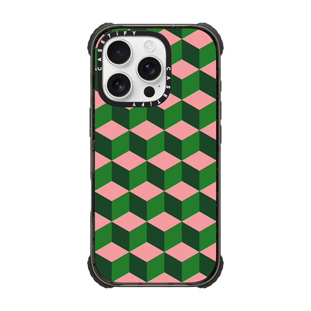 The House That Lars Built x CASETiFY iPhone 16 Pro ケース Checkered,Pattern ブラック ウルトラ インパクトケース MagSafe 対応 Tumbling Block Green Back to School The House That Lars Built x CASETiFY iPhone 16 Pro ケース Checkered,Pattern ブラック ウルトラ インパクトケース MagSafe 対応 Tumbling Block Green Back to School