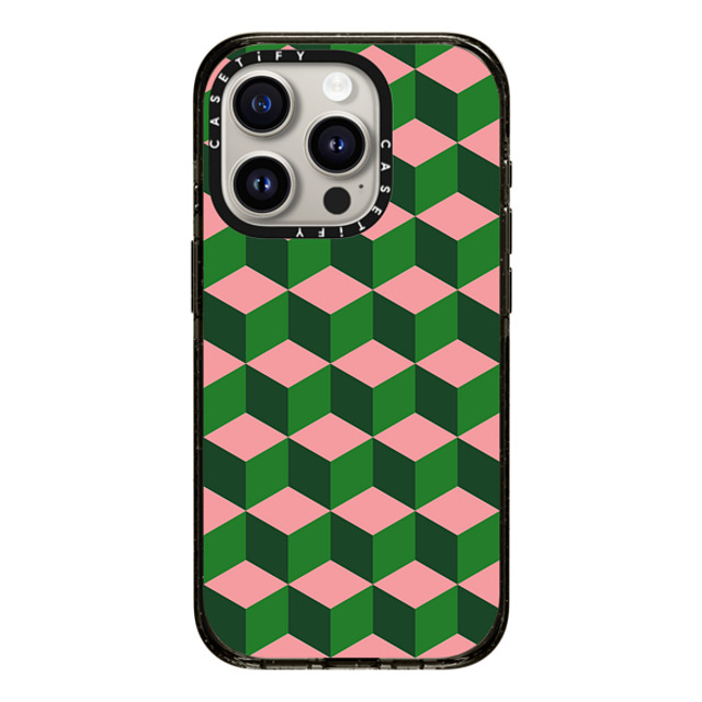The House That Lars Built x CASETiFY iPhone 15 Pro ケース Checkered,Pattern ブラック インパクトケース MagSafe対応 Tumbling Block Green Back to School The House That Lars Built x CASETiFY iPhone 15 Pro ケース Checkered,Pattern ブラック インパクトケース MagSafe対応 Tumbling Block Green Back to School