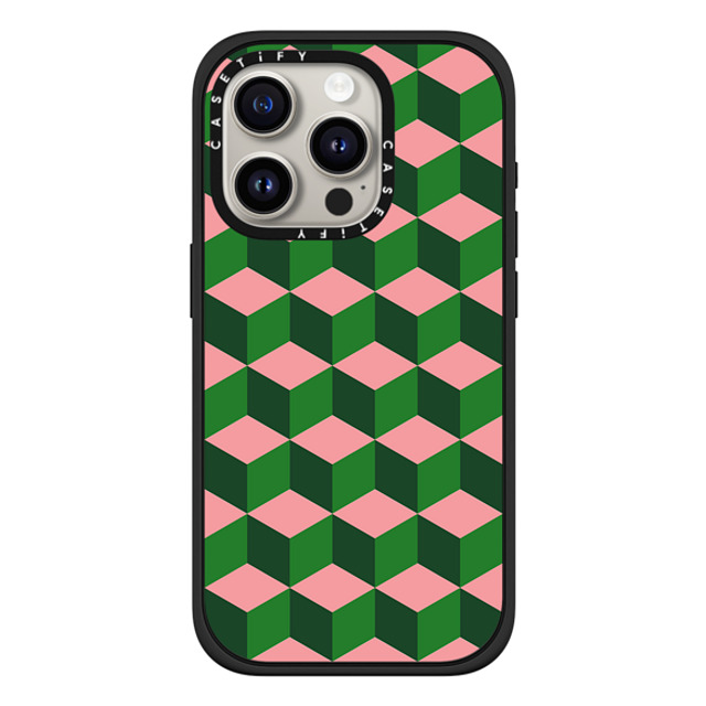 The House That Lars Built x CASETiFY iPhone 15 Pro ケース Checkered,Pattern マットブラック インパクトケース MagSafe対応 Tumbling Block Green Back to School The House That Lars Built x CASETiFY iPhone 15 Pro ケース Checkered,Pattern マットブラック インパクトケース MagSafe対応 Tumbling Block Green Back to School