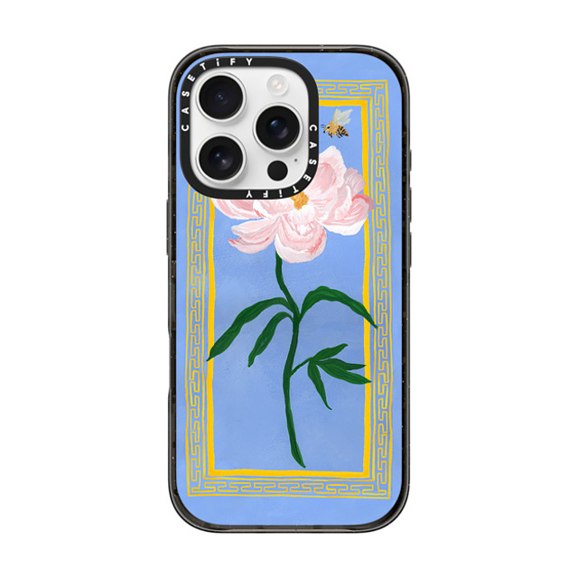 The House That Lars Built x CASETiFY iPhone 16 Pro ケース ブラック インパクトケース MagSafe対応 Garden Peony