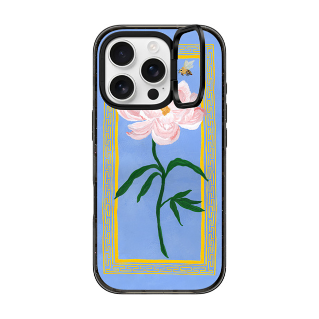 The House That Lars Built x CASETiFY iPhone 16 Pro ケース ブラック インパクトリングスタンドケース MagSafe対応 Garden Peony