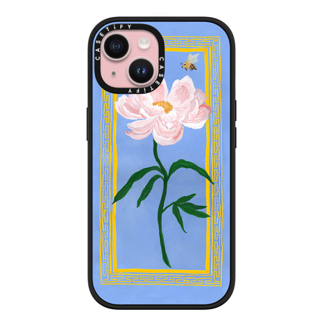 The House That Lars Built x CASETiFY iPhone 15 ケース マットブラック インパクトケース MagSafe対応 Garden Peony