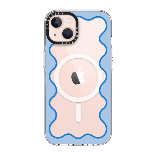 The House That Lars Built x CASETiFY iPhone 13 ケース クリア クリア ケース MagSafe対応 Blue Wavy Border