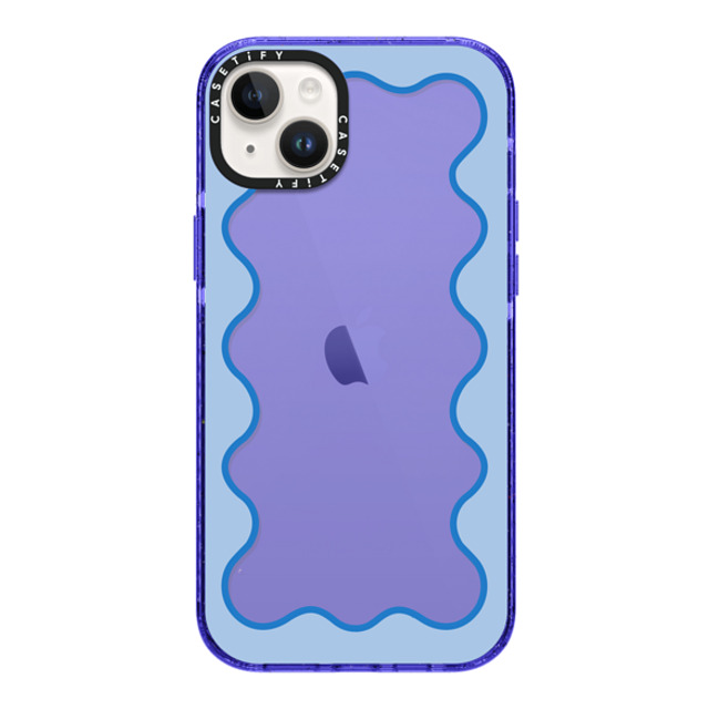 The House That Lars Built x CASETiFY iPhone 14 Plus ケース Peri Purple インパクトケース Blue Wavy Border