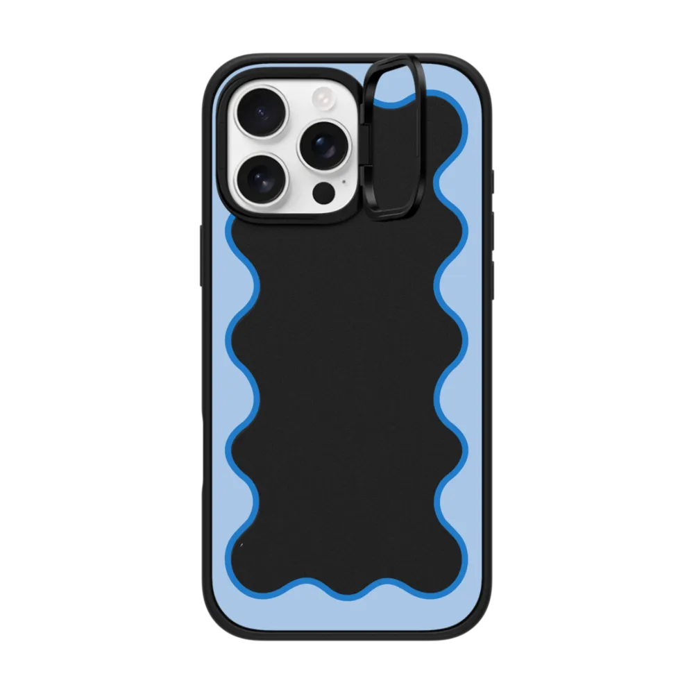 Impact Ring Stand iPhone 16 Pro Max Case MagSafe Compatible - Blue Wavy Border