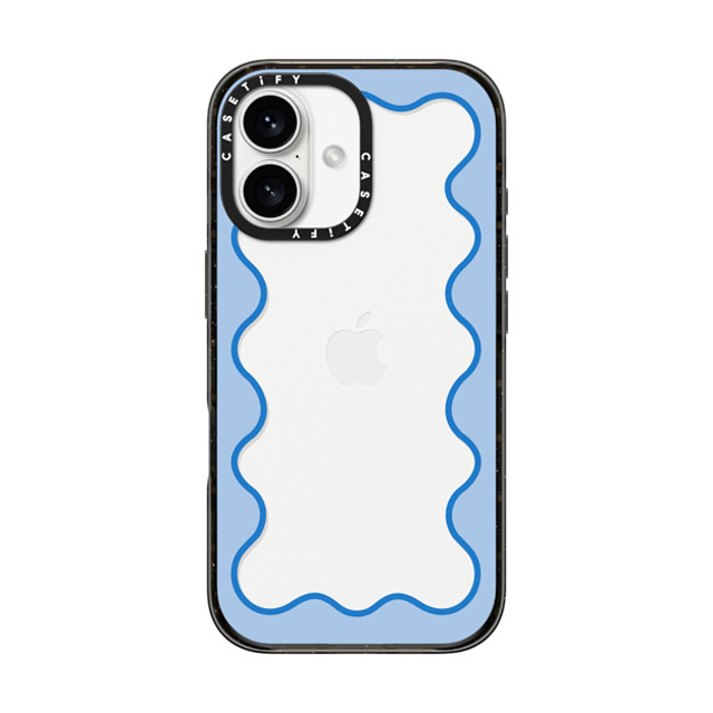 The House That Lars Built x CASETiFY iPhone 16 ケース ブラック インパクトケース Blue Wavy Border