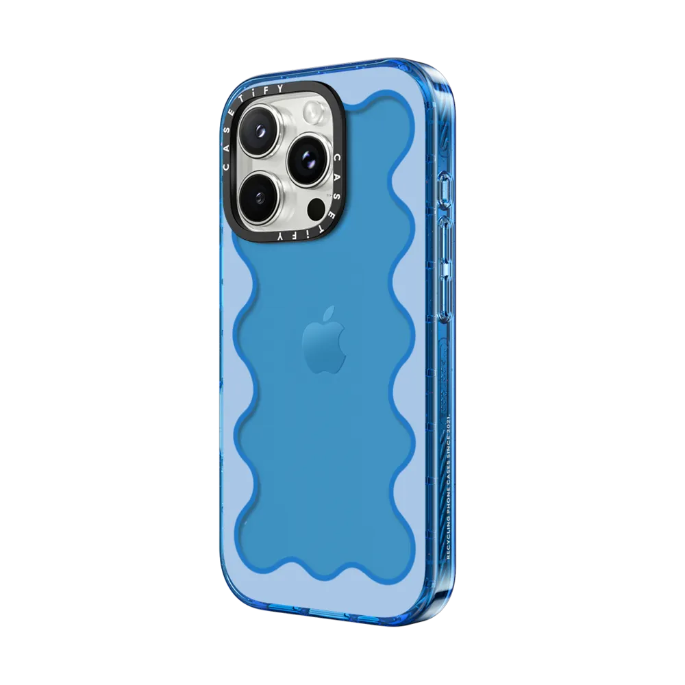 Impact iPhone 16 Pro Case - Blue Wavy Border