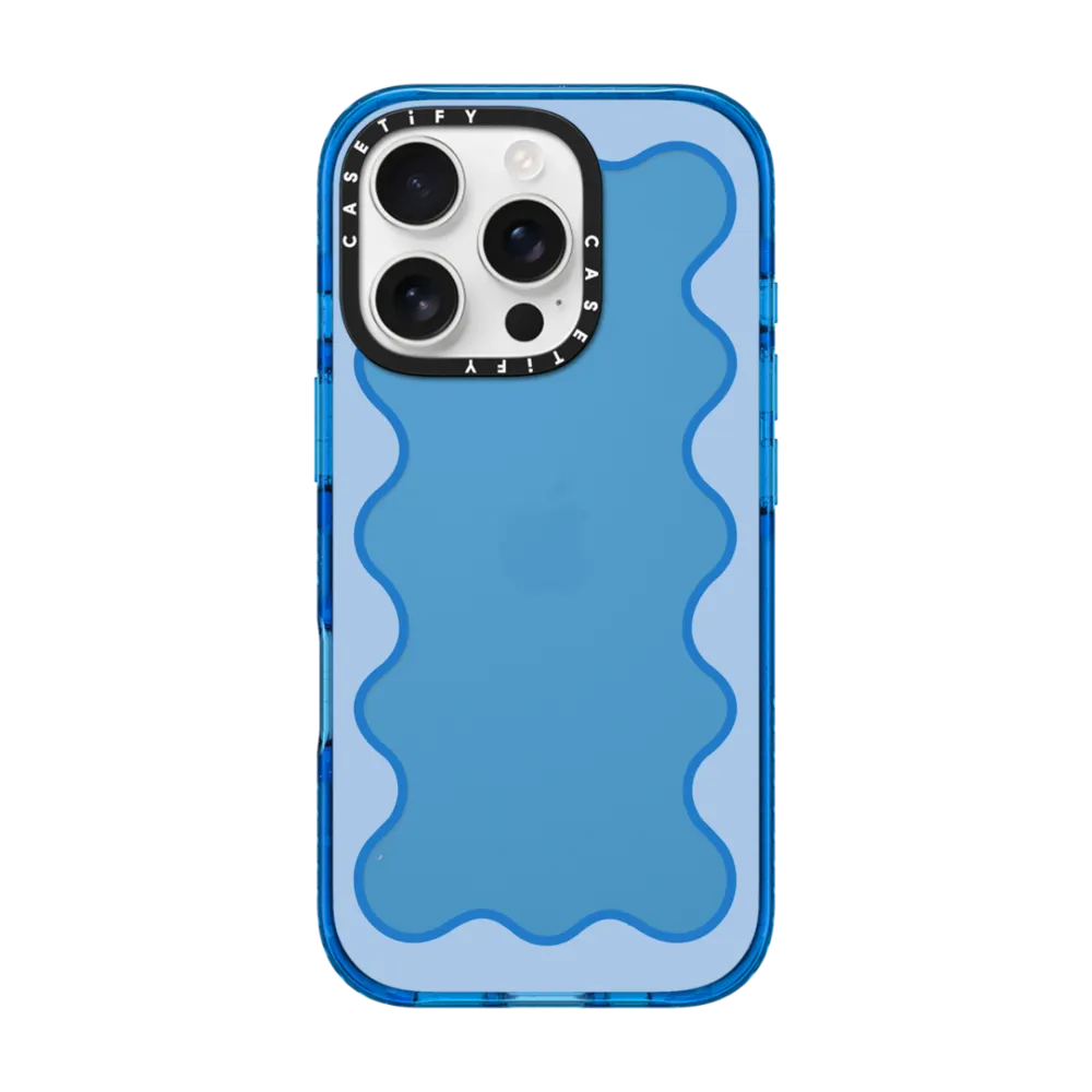 Impact iPhone 16 Pro Case - Blue Wavy Border