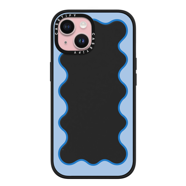 The House That Lars Built x CASETiFY iPhone 15 ケース マットブラック インパクトケース MagSafe対応 Blue Wavy Border