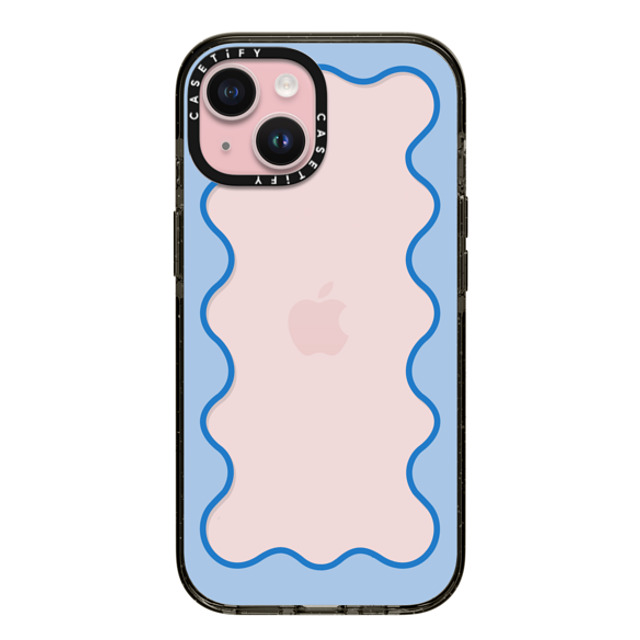 The House That Lars Built x CASETiFY iPhone 15 ケース ブラック インパクトケース Blue Wavy Border