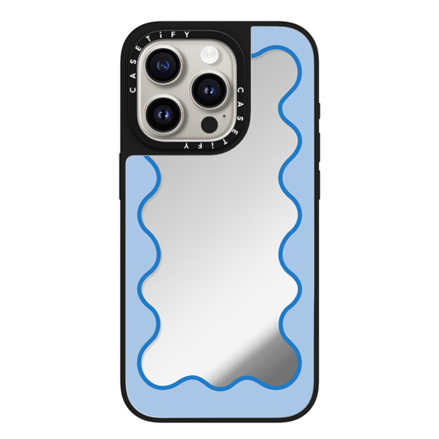The House That Lars Built x CASETiFY iPhone 15 Pro Case Silver on Black ミラーケース MagSafe対応 Blue Wavy Border The House That Lars Built x CASETiFY iPhone 15 Pro Case Silver on Black ミラーケース MagSafe対応 Blue Wavy Border