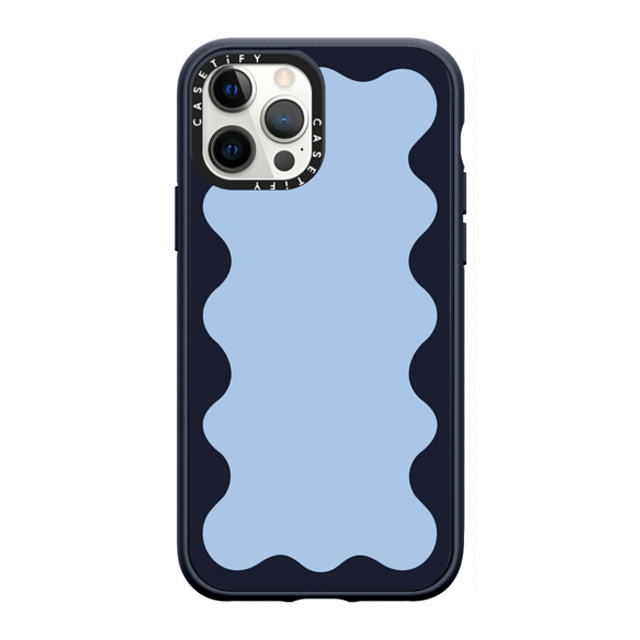 The House That Lars Built x CASETiFY iPhone 12 Pro Max ケース ネイビーブルー インパクトケース Blue Background Wavy Border