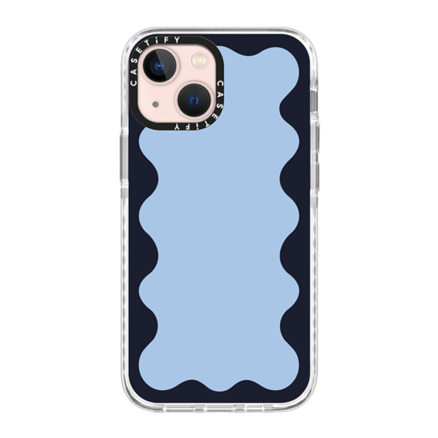 The House That Lars Built x CASETiFY iPhone 13 Mini ケース Glossy Frost インパクトケース Blue Background Wavy Border