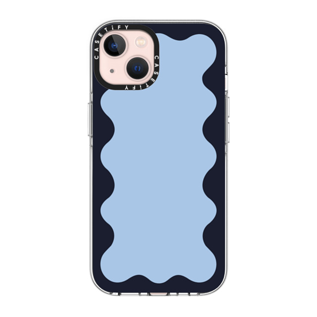 The House That Lars Built x CASETiFY iPhone 13 ケース クリア クリア ケース MagSafe対応 Blue Background Wavy Border