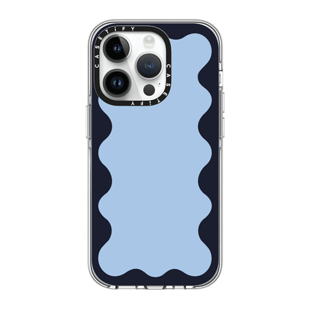 The House That Lars Built x CASETiFY iPhone 14 Pro ケース クリア クリア ケース MagSafe対応 Blue Background Wavy Border