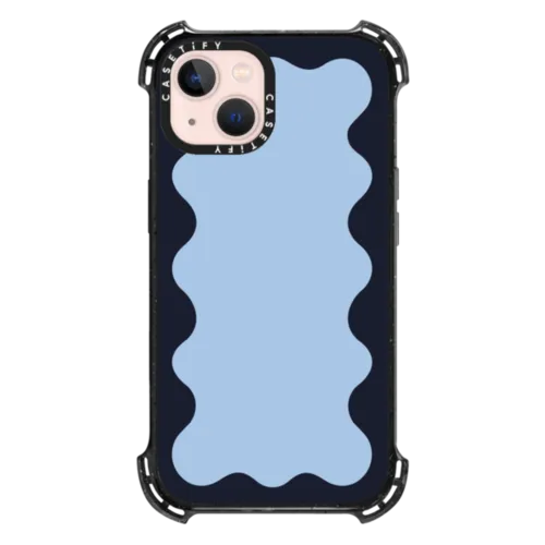 iPhone 13 - Blue Background Wavy Border