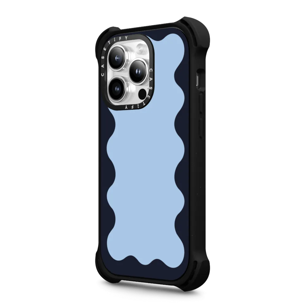 Bounce iPhone 14 Pro Case MagSafe Compatible - Blue Background Wavy Border