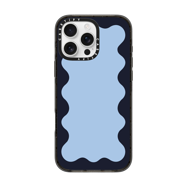 The House That Lars Built x CASETiFY iPhone 16 Pro Max ケース ブラック インパクトケース Blue Background Wavy Border