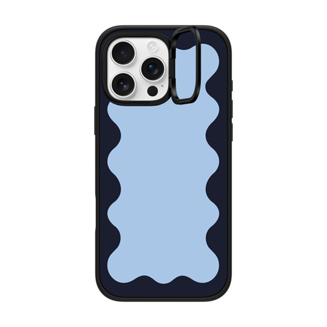 The House That Lars Built x CASETiFY iPhone 16 Pro Max ケース マットブラック インパクトリングスタンドケース MagSafe対応 Blue Background Wavy Border